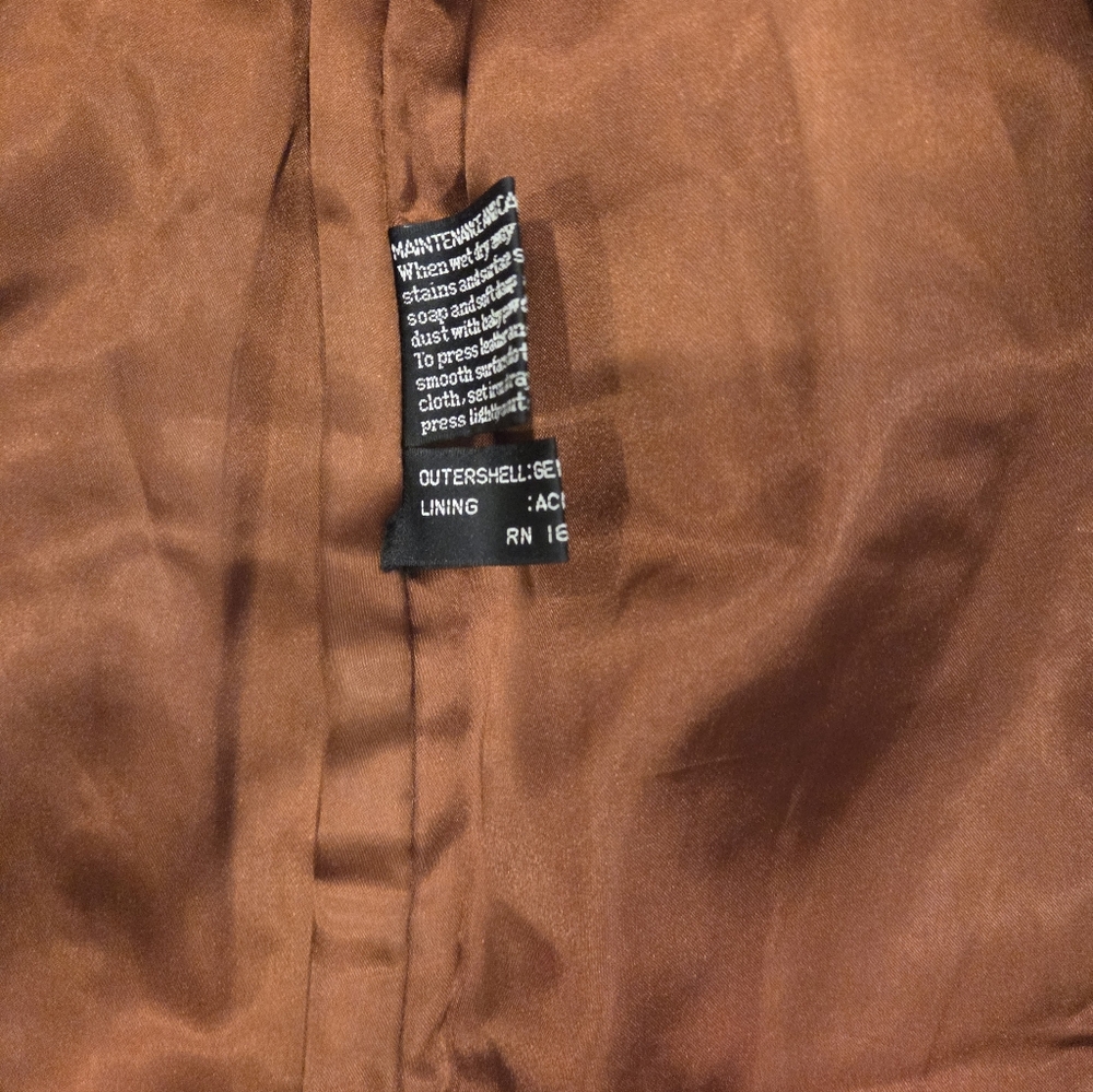 Men's Cortefiel Vintage Brown Leather Coat - Picture 9 of 10